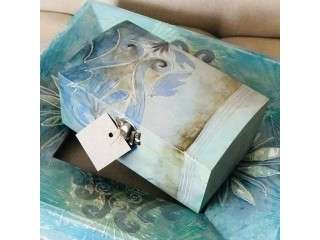 Cutie din lemn pictată manual personalizata cu foto 19cm/12cm/10cm